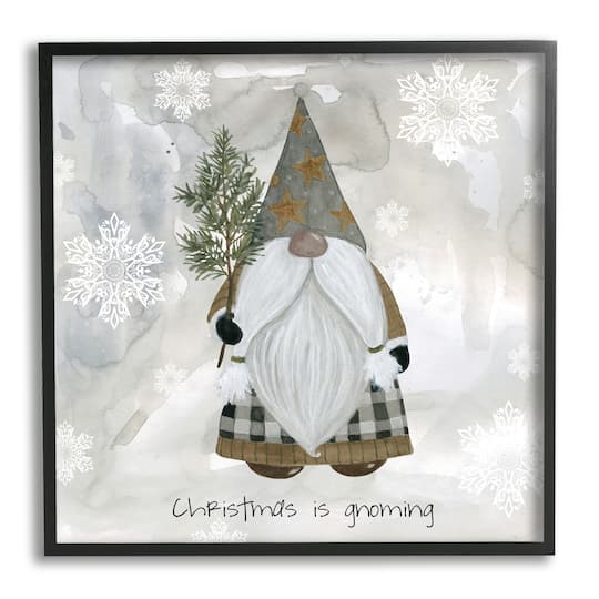 Stupell Industries Christmas Is Gnoming Holiday Pattern Framed Giclee Art